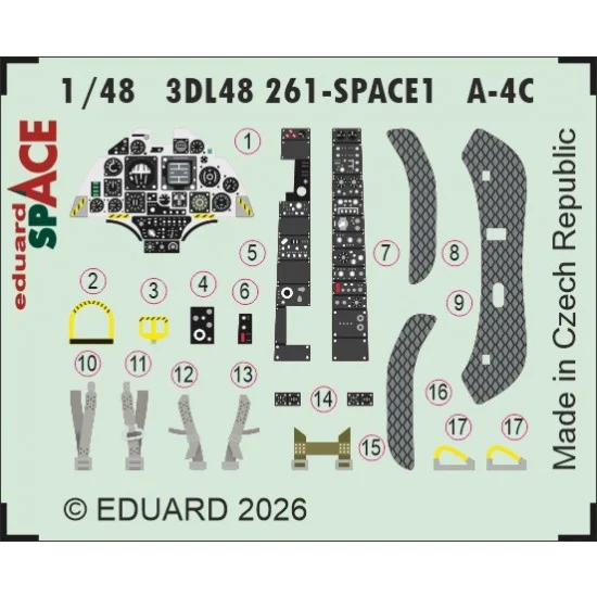Eduard 3DL48261 1/48 Douglas A-4C Skyhawk Interior 3D Decals for Hobby Boss kits