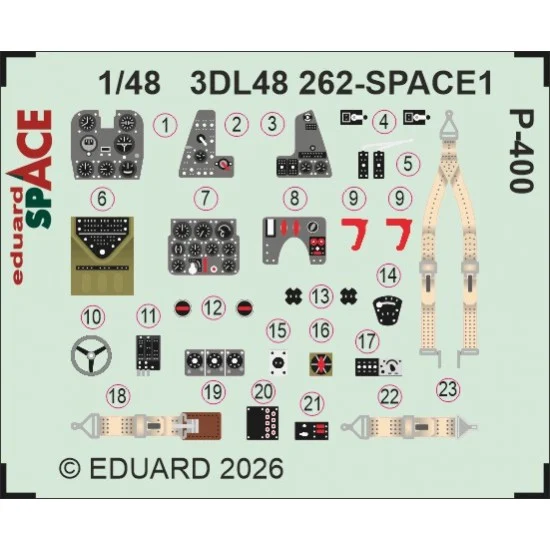 Eduard 3DL48262 1/48 P-400 Interior 3D Decals for Arma Hobby kits