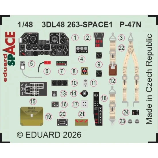 Eduard 3DL48263 1/48 P-47N Thunderbolt Interior 3D Decals for MiniArt kits