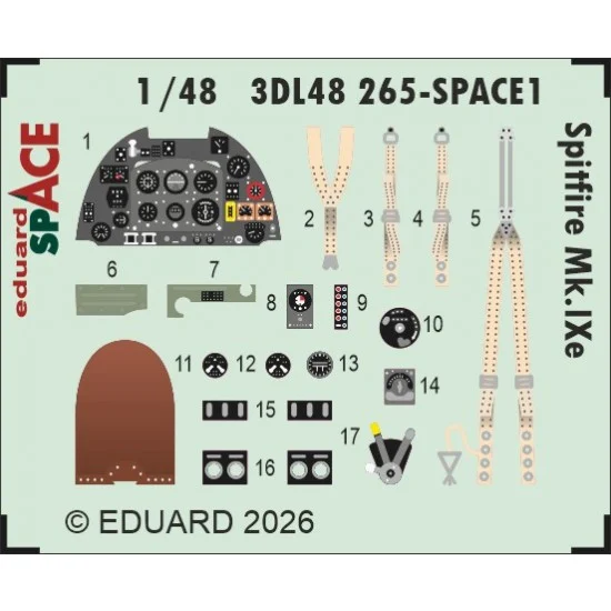Eduard 3DL48265 1/48 Spitfire Mk.Ixe on 3D Decal for Airfix kits - Model Planes