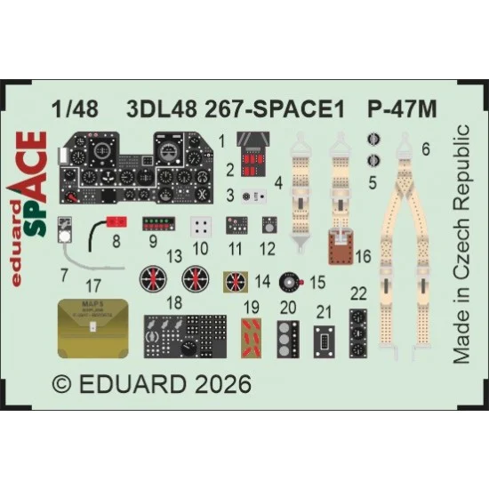 Eduard 3DL48267 1/48 P-47M Detail Parts on 3D Decal for MiniArt kits