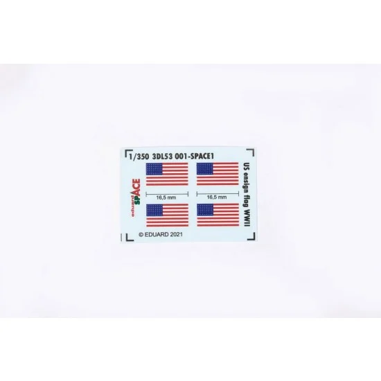 Eduard 3DL53001 1/350 WWII US Ensign Flag Space 3D Decals - Model Ships & Boats