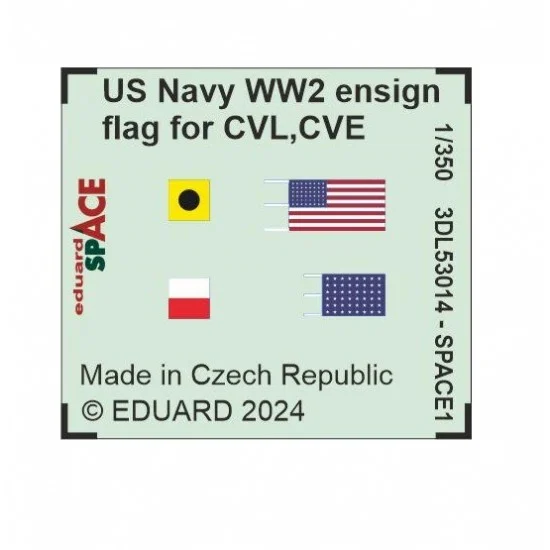 Eduard 3DL53014 1/350 WWII US Navy Ensign Flag 3D Decals for CVL/CVE/CL/DD - Model Ships & Boats