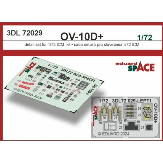 Eduard 3DL72029 1/72 OV-10D+ Bronco Instrument & Control Panels, Seatbeltsfor ICM kits