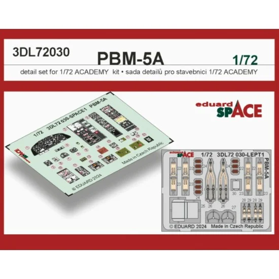 Eduard 3DL72030 1/72 PBM-5A Mariner Instrument & Control Panels, Seatbelts for Academy kits