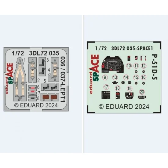 Eduard 3DL72035 1/72 P-51D-5 Mustang Interior 3D Decal and PE parts for Eduard kits