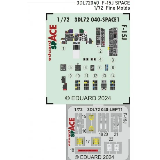Eduard 3DL72040 1/72 Mitsubishi F-15J Panels 3D Decal and Seatbelts PE for Fine Molds