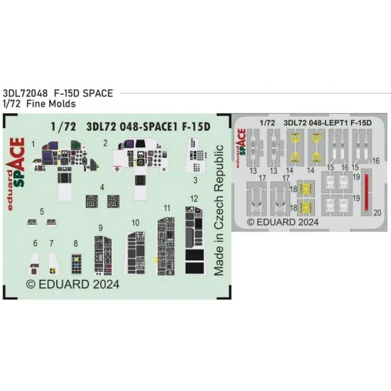 Eduard 3DL72048 1/72 McDonnell Douglas F-15D Eagle Cockpit 3D Decal and PE parts for Fine Molds
