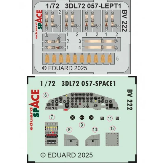 Eduard 3DL72057 1/72 BV 222 Cockpit 3D Decal and PE parts for Revell kits - Model Planes
