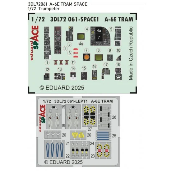 Eduard 3DL72061 1/72 Grumman A-6E Intruder TRAM Panels 3D Decal and PE Seatbelts for Trumpeter kits