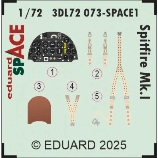 Eduard 3DL72073 1/72 Spitfire Mk.I Interior Detail parts (3D Decal) for IBG kits - Model Planes