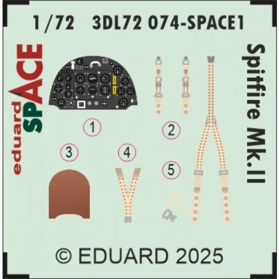 Eduard 3DL72074 1/72 Spitfire Mk.II Interior Detail parts (3D Decal) for IBG kits - Model Planes