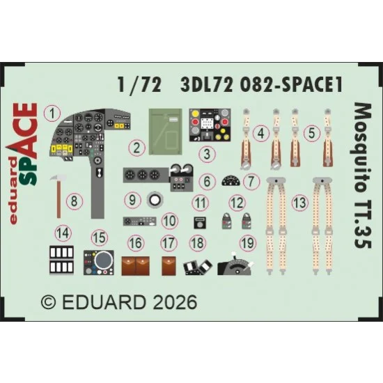 Eduard 3DL72082 1/72 de Havilland Mosquito TT.35 Interior 3D Decals for Airfix kits - Model Planes
