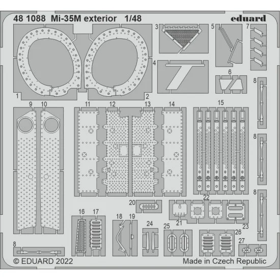 Eduard 481088 1/48 Mil Mi-35M Attack Helicopter Exterior Detail set (PE) for Zvezda kits
