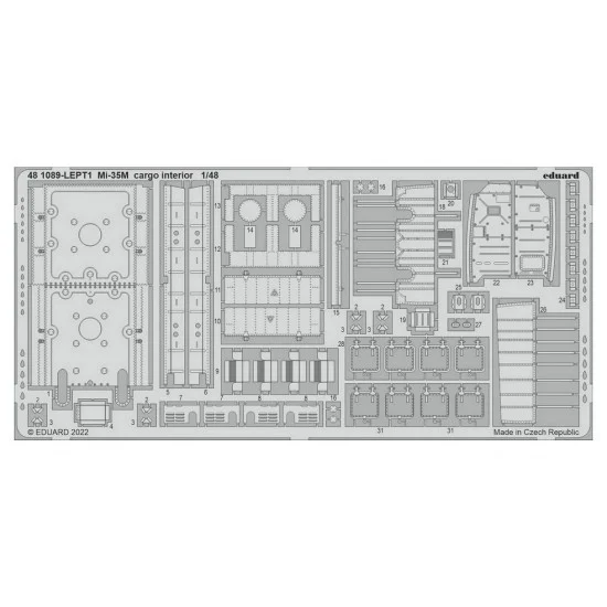 Eduard 481089 1/48 Mil Mi-35M Attack Helicopter Cargo Interior Detail set (PE) for Zvezda kits
