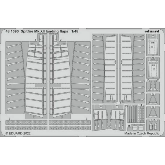 Eduard 481090 1/48 Supermarine Spitfire Mk.XII Landing Flaps Detail set (PE) for Airfix kits - Model Planes