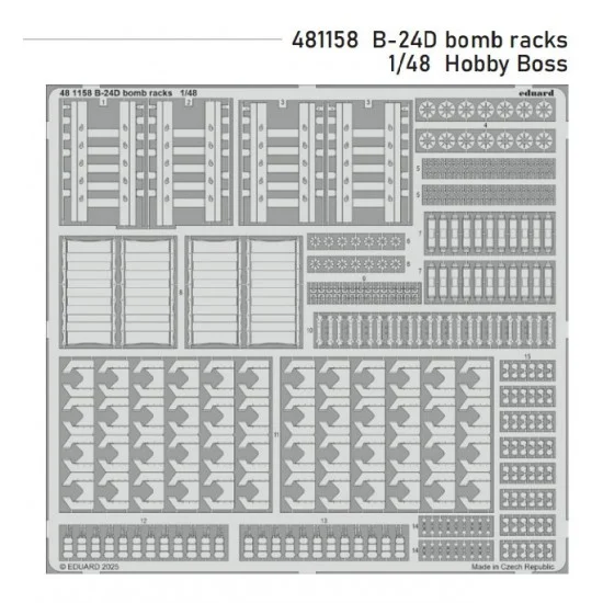 Eduard 481158 1/48 Consolidated B-24D Liberator Bomb Racks PE parts for Hobby Boss kits