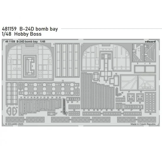 Eduard 481159 1/48 Consolidated B-24D Liberator Bomb Bay PE parts for Hobby Boss kits