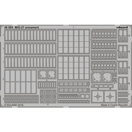 Eduard 48905 1/48 Mikoyan MiG-27 Flogger D Armament for Trumpeter kit #05802 (1 Photo-Etched Sheet)