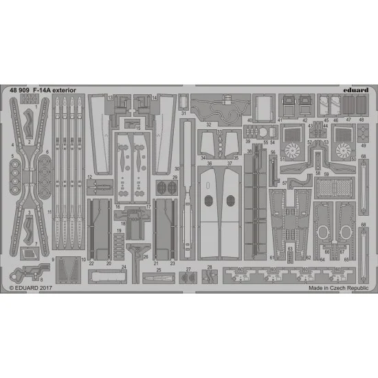 Eduard 48909 1/48 Grumman F-14A Tomcat Exterior Detail Set for Tamiya kit #61114 (1 Photo-Etched Sheet)