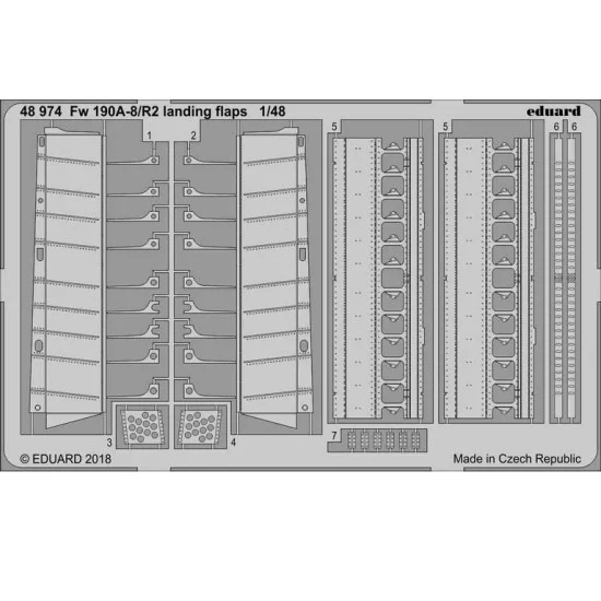 Eduard 48974 1/48 Focke-Wulf Fw 109A-8/R2 Landing Flaps Detail Set (PE) for Eduard kits
