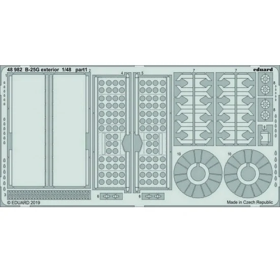 Eduard 48982 1/48 North American B-25G Mitchell Exterior Photo-etched Detail Parts for Italeri kits