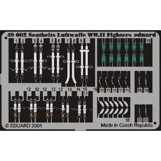 Eduard 49002 Colour Photoetch for 1/48 Luftwaffe WWII Fighters Seatbelts - Model Planes