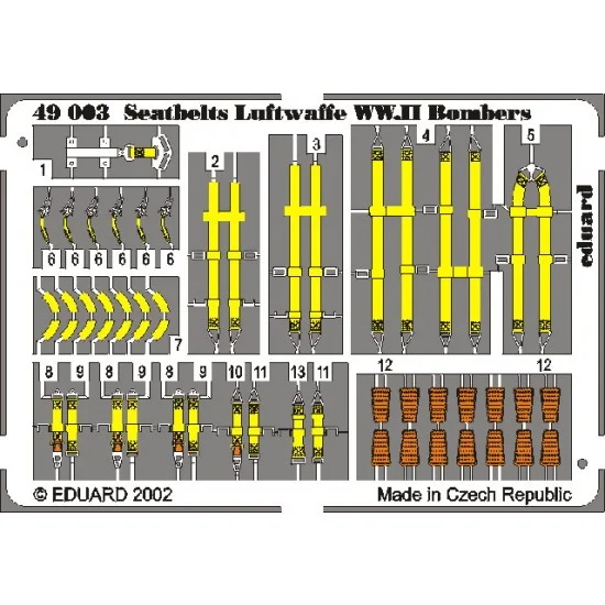 Eduard 49003 Colour Photoetch for 1/48 Luftwaffe WWII Bombers Seatbelts - Model Planes