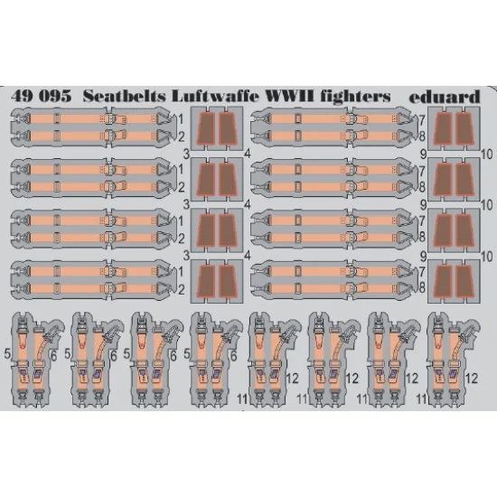 Eduard 49095 1/48 WWII Luftwaffe Fighters Seatbelts (Steel, 1 Photo-Etched Sheet)