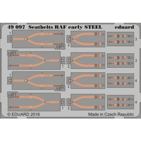 Eduard 49097 1/48 RAF Early Seatbelts (Steel, 1 Photo-Etched Sheet)