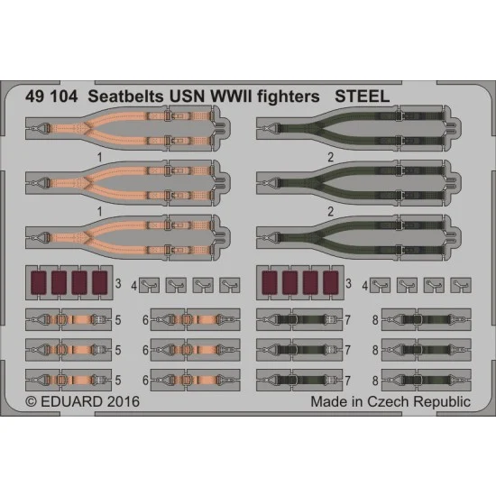 Eduard 49104 1/48 WWII USN Fighters Seatbelts (Steel, 1 Photo-Etched Sheet)