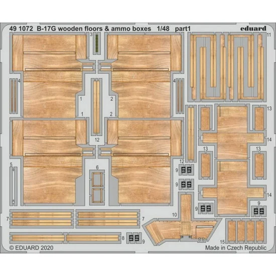 Eduard 491072 1/48 Boeing B-17G Flying Fortress Wooden Floors & Ammo Boxes Detail Parts for HK Models