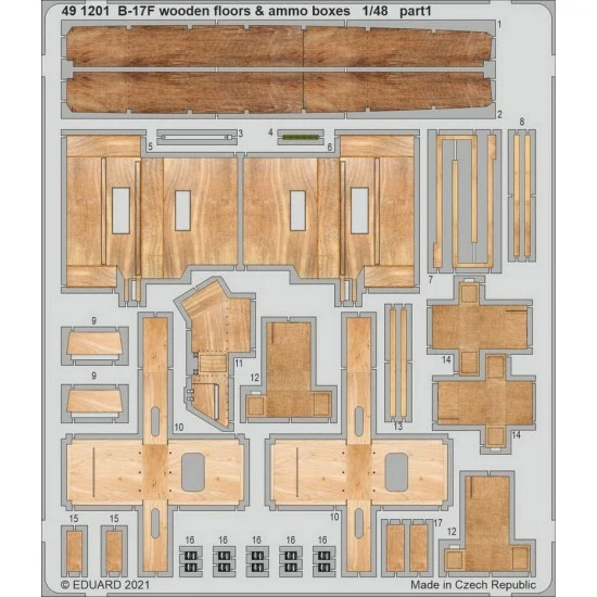 Eduard 491201 1/48 Boeing B-17F Flying Fortress Wooden Floors & Ammo Boxes Set for HK Models kits