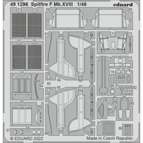 Eduard 491296 1/48 Supermarine Spitfire F Mk.XVIII Detail Set for Airfix kits - Model Planes