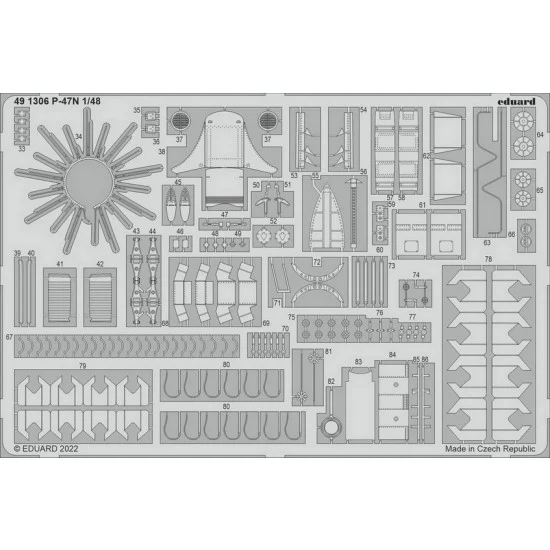 Eduard 491306 1/48 Republic P-47N Thunderbolt Detail set (photo-etched) for Academy kits