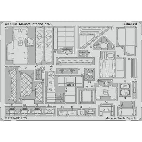 Eduard 491308 1/48 Mil Mi-35M Attack Helicopter Interior Detail set (PE) for Zvezda kits