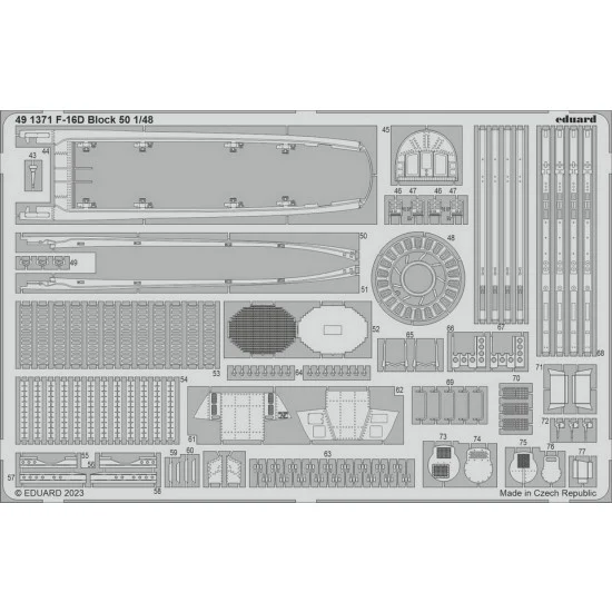 Eduard 491371 1/48 General Dynamics F-16D Fighting Falcon Block 50 Photo-etched set for Kinetic kits