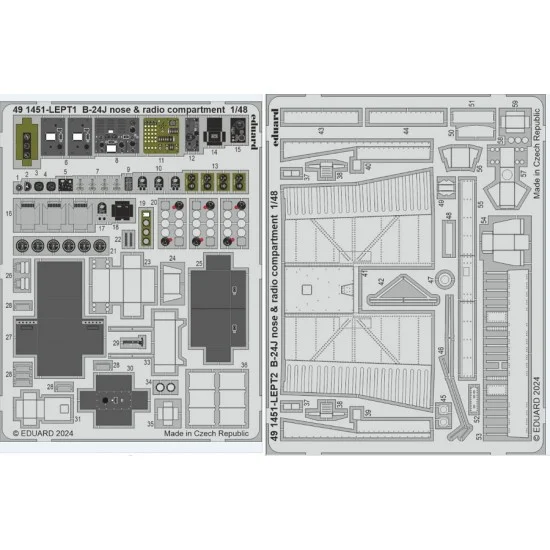 Eduard 491451 1/48 Consolidated B-24J Liberator Nose & Radio Compartment PE set for HobbyBoss kits