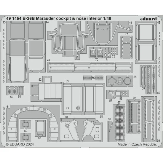 Eduard 491454 1/48 Martin B-26B Marauder Cockpit & Nose Interior Photo-etched set for ICM kits