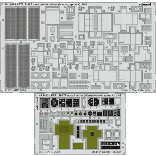 Eduard 491462 1/48 B-17F Flying Fortress Nose Interior (alternate nose, sprue X) PE for Eduard 11183