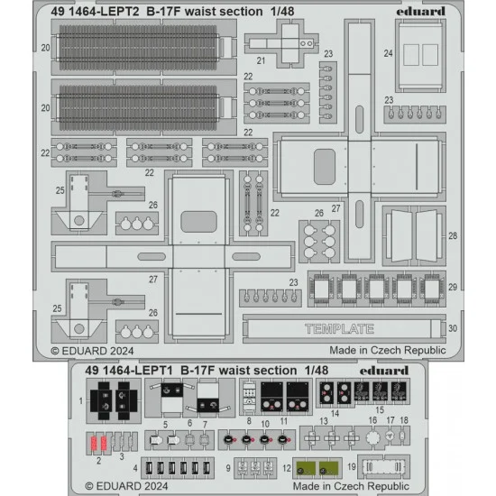 Eduard 491464 1/48 B-17F Flying Fortress Waist Section PE set for Eduard #ED 11183