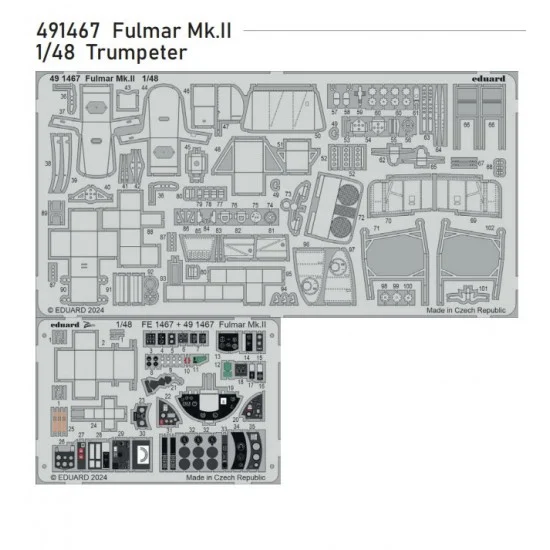 Eduard 491467 1/48 Fairey Fulmar Mk.II PE Sheets for Trumpeter kits - Model Planes