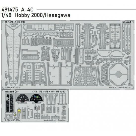 Eduard 491475 1/48 Douglas A-4C Skyhawk PE Sheets for Hobby 2000 / Hasegawa kits