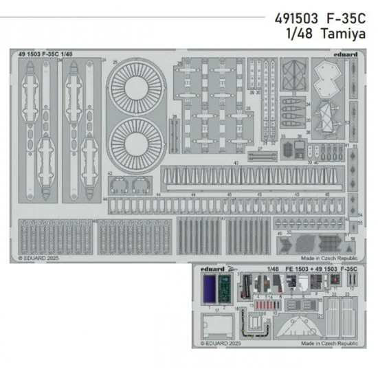 Eduard 491503 1/48 F-35C Detail Parts (PE set) for Tamiya kits