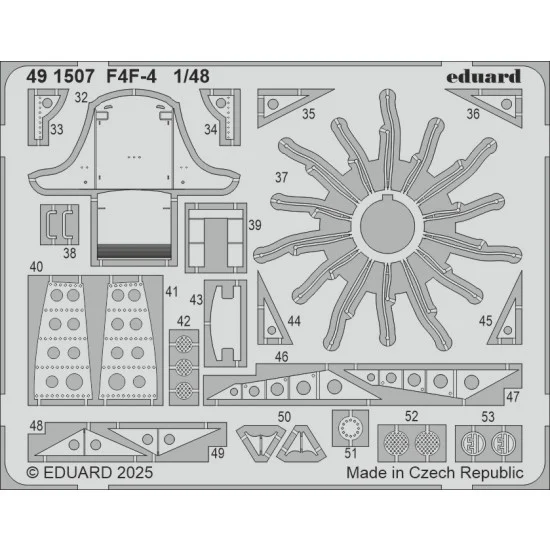 Eduard 491507 1/48 F4F-4 Detail Parts (PE set) for Academy kits