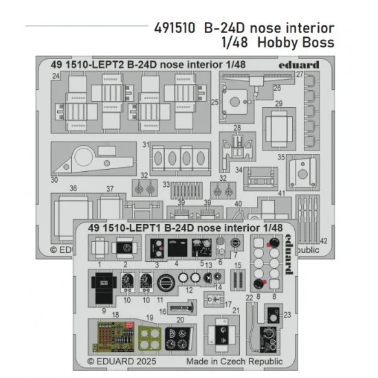 Eduard 491510 1/48 Consolidated B-24D Liberator Nose Interior PE parts for Hobby Boss kits