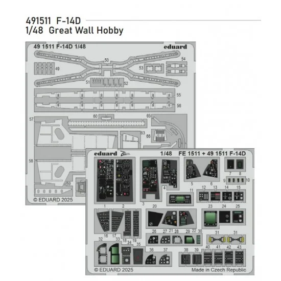 Eduard 491511 1/48 Grumman F-14D Tomcat PE parts for Great Wall Hobby kits