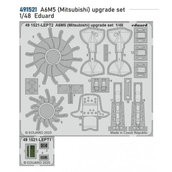 Eduard 491521 1/48 A6M5 (Mitsubishi) Zero Upgrade Set Photo-etched set for Eduard kits