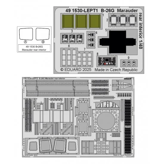Eduard 491530 1/48 B-26G Marauder Rear Interior Photo-etched set for ICM kits