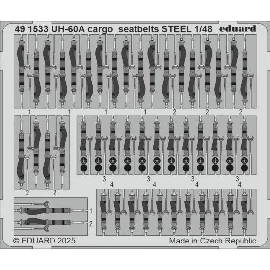 Eduard 491533 1/48 UH-60A Black Hawk Cargo Seatbelts Steel Photo-etched set for ICM kits